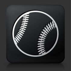 Black Square Button with Baseball Icon