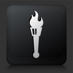 Black Square Button with Flame Torch N2