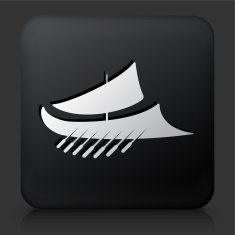 Black Square Button with Ancient Roman Ship