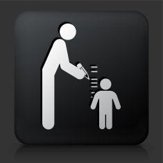 Black Square Button with Parent Measuring Child's Height N2