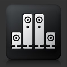 Black Square Button with Speaker System