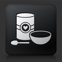 Black Square Button with Oatmeal and Bowl