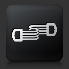 Black Square Button with Fitness Springs Icon