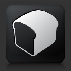 Black Square Button with Loaf of Bread Icon