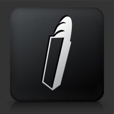 Black Square Button with Bread in Bag Icon