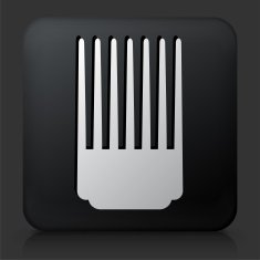 Black Square Button with Comb Icon