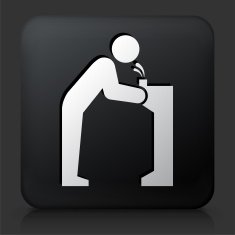 Black Square Button with Water Fountain