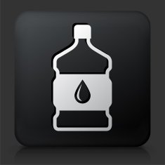 Black Square Button with Water Bottle