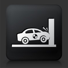 Black Square Button with Car Collision Icon