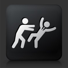 Black Square Button with Pushing Away Icon N2