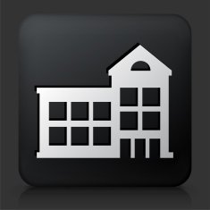 Black Square Button with Building Icon N12