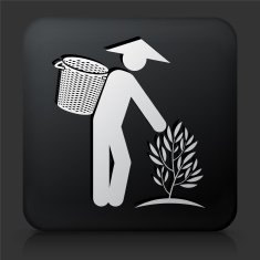 Black Square Button with Tea Farmer Icon