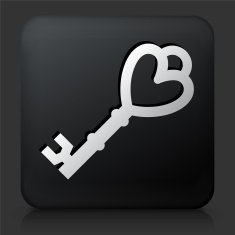 Black Square Button with Old Key N3