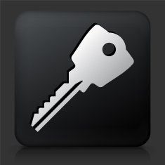 Black Square Button with Household Key