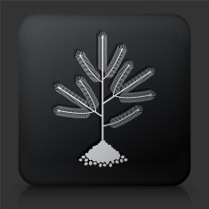 Black Square Button with Christmas Tree Icon N3