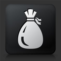 Black Square Button with Santa's Toy Bag