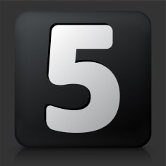 Black Square Button with Number Five
