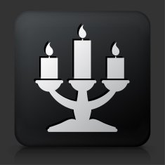 Black Square Button with Candle Holder