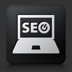 Black Square Button with Search Engine Optimization Icon