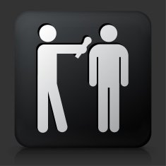 Black Square Button with Interview Icon