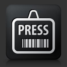 Black Square Button with Press Tag Icon