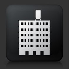 Black Square Button with Building Icon N14