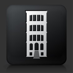 Black Square Button with Building Icon N15