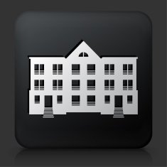 Black Square Button with Building Icon N16