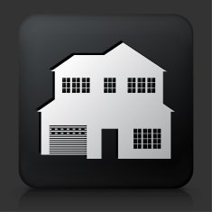 Black Square Button with House Icon N4
