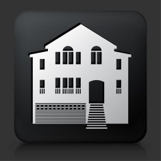 Black Square Button with House Icon N5