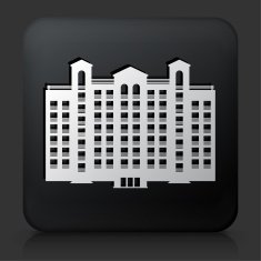 Black Square Button with Building Icon N18