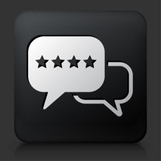 Black Square Button with Rating & Review Icon