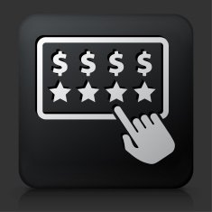 Black Square Button with Rating & Review Icon N2