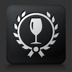 Black Square Button with Wine Glass Icon
