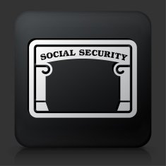 Black Square Button with Social Security Icon