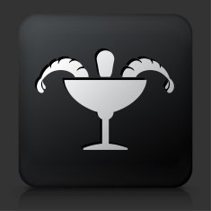 Black Square Button with Shrimp Cocktail Icon