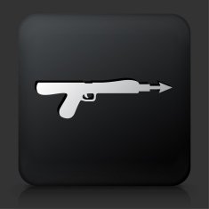 Black Square Button with Fishing Harpoon Icon