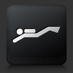Black Square Button with Scuba Diver Icon