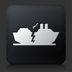 Black Square Button with Sinking Ship Icon