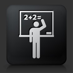 Black Square Button with School Blackboard N2