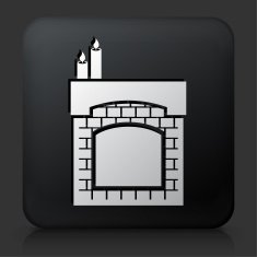 Black Square Button with Fireplace N2