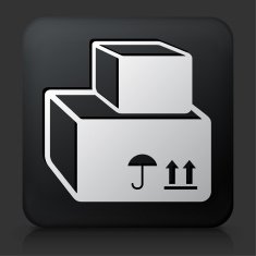 Black Square Button with Delivery Boxes Icon