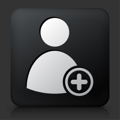 Black Square Button with Add Contact Icon
