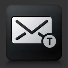 Black Square Button with Envelope Icon