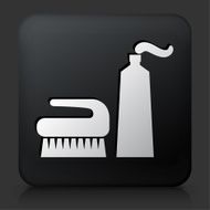 Black Square Button with Brush &amp; Cream Icon