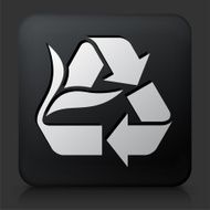 Black Square Button with Recycling Sign