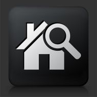 Black Square Button with House Searching