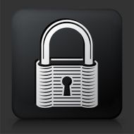 Black Square Button with Security Lock Icon N25