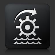 Black Square Button with Water Wheel
