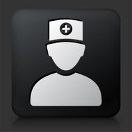 Black Square Button with Doctor Icon